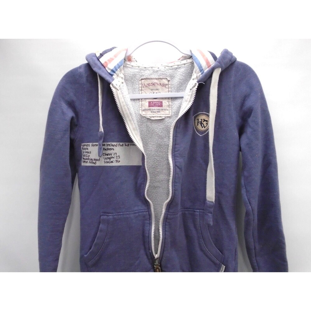 Horseware Ireland Full-Zip Fleece Sherpa Hoodie Womens Size XS Purple Cotton - Picture 4 of 9